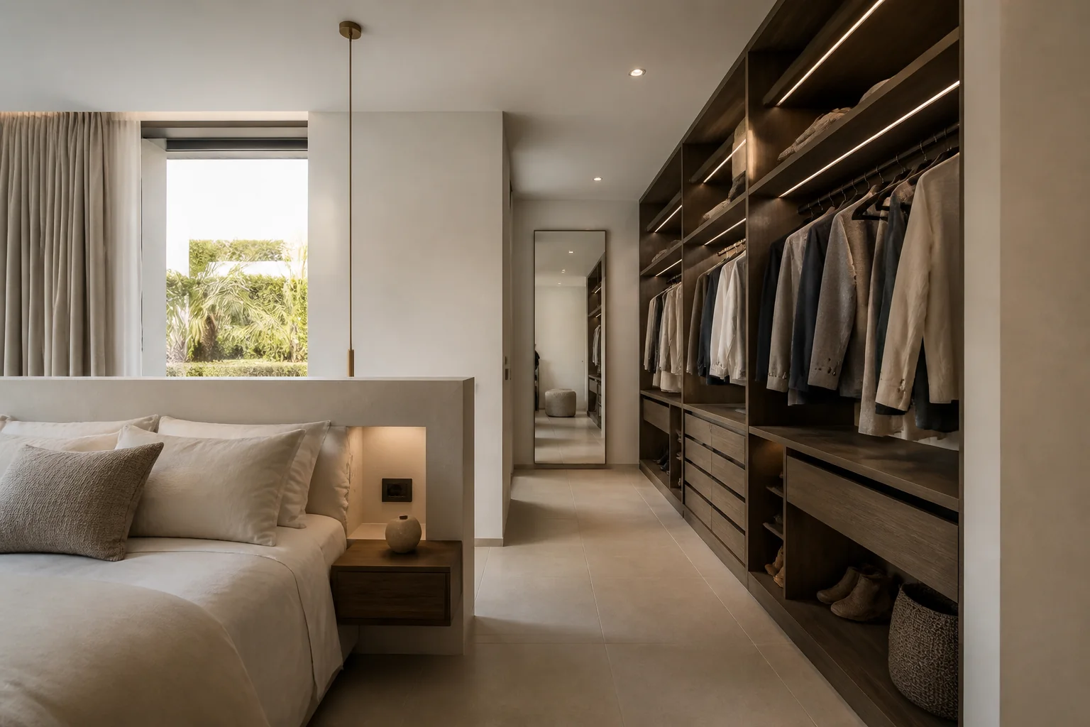 Vestidores a medida para anexo compacto al dormitorio en Alicante